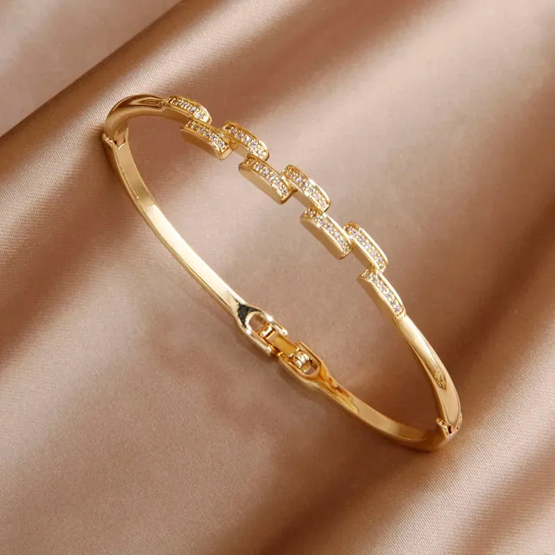 Classical Crystal Cubic Zircon Cross Bangles & Bracelet