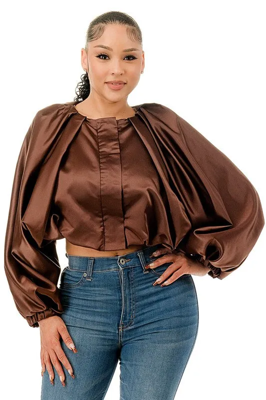 Long Sleeve Cropped Bubble Top